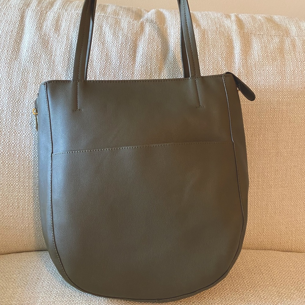 Anthropologie Olive Leather Shoulder Tote
